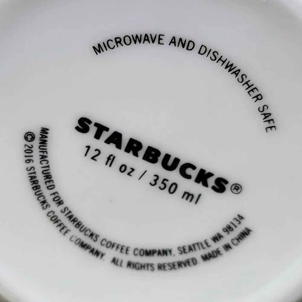 Starbucks Coffee‎ Cup Mug 2016 Valentine's Day Red Swirl Hearts 12 fl oz Ceramic